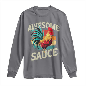 Funny Awesome Sauce Rooster Long Sleeve Shirt Vintage Retro Chicken TS11 Charcoal Print Your Wear