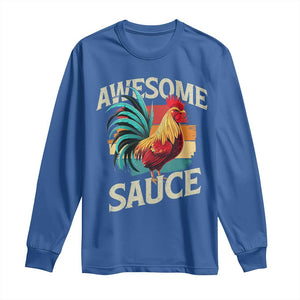 Funny Awesome Sauce Rooster Long Sleeve Shirt Vintage Retro Chicken TS11 Royal Blue Print Your Wear
