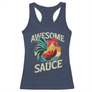 Funny Awesome Sauce Rooster Racerback Tank Top Vintage Retro Chicken TS11 Navy Print Your Wear