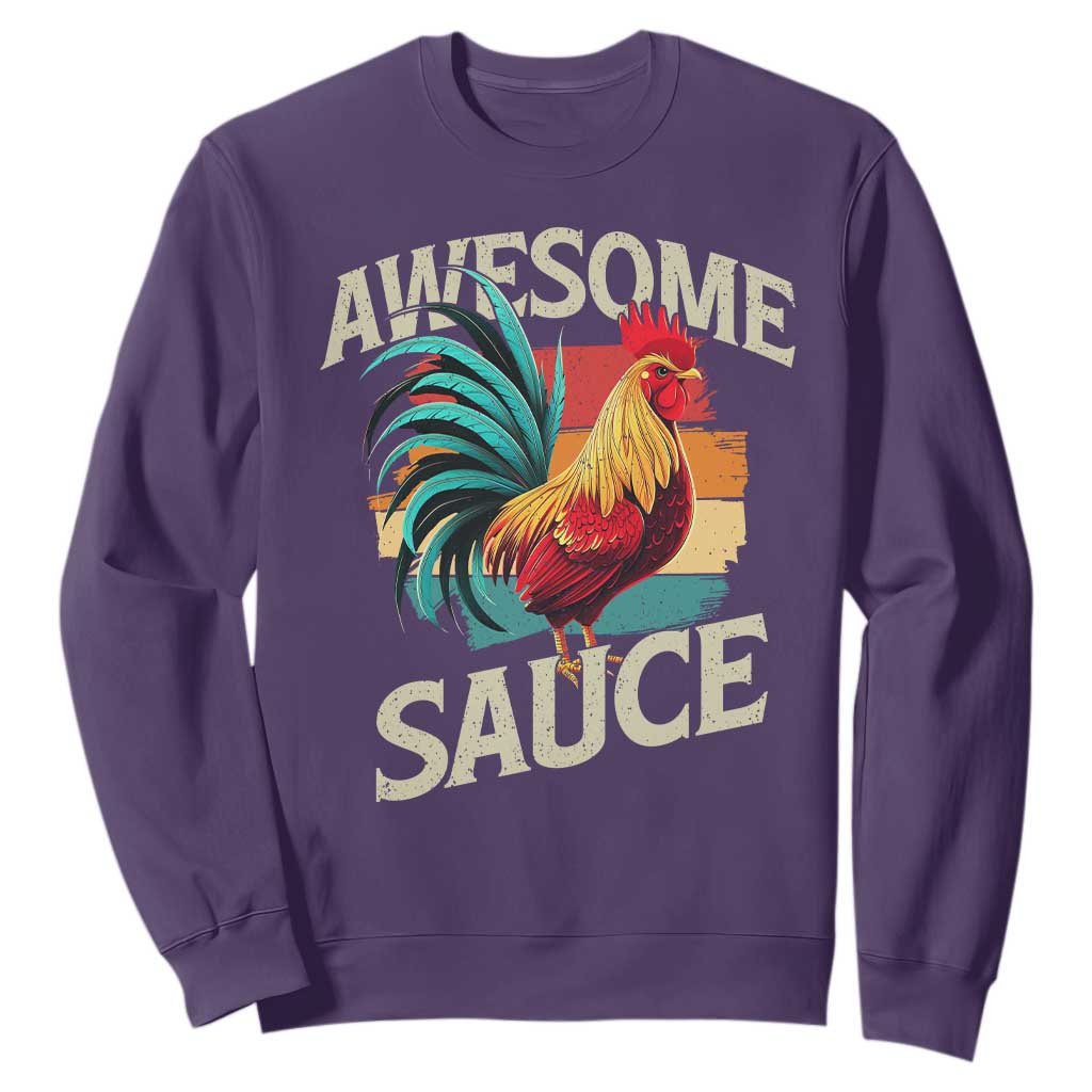 Funny Awesome Sauce Rooster Sweatshirt Vintage Retro Chicken TS11 Purple Print Your Wear