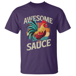 Funny Awesome Sauce Rooster T Shirt Vintage Retro Chicken TS11 Purple Print Your Wear