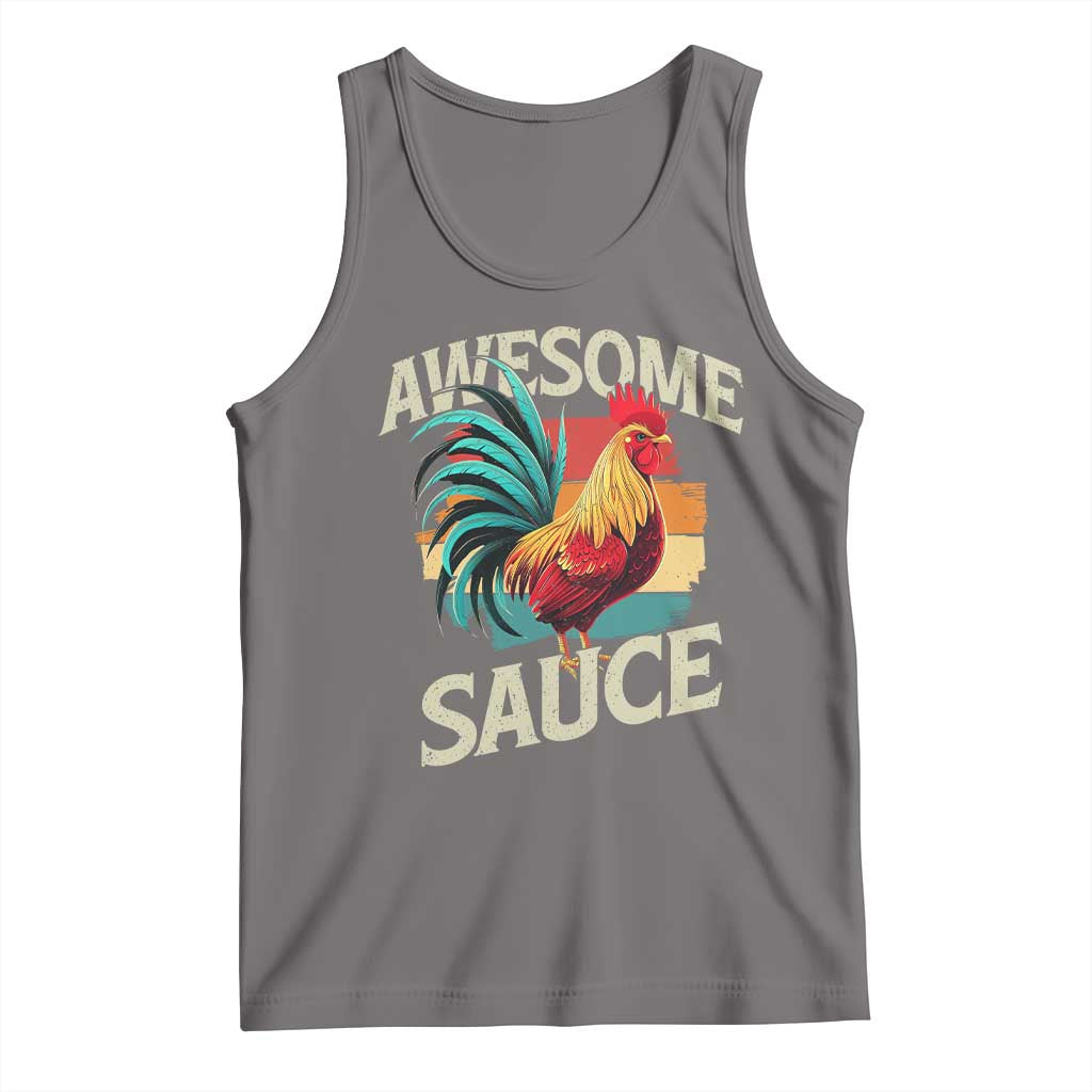 Funny Awesome Sauce Rooster Tank Top Vintage Retro Chicken TS11 Deep Heather Print Your Wear