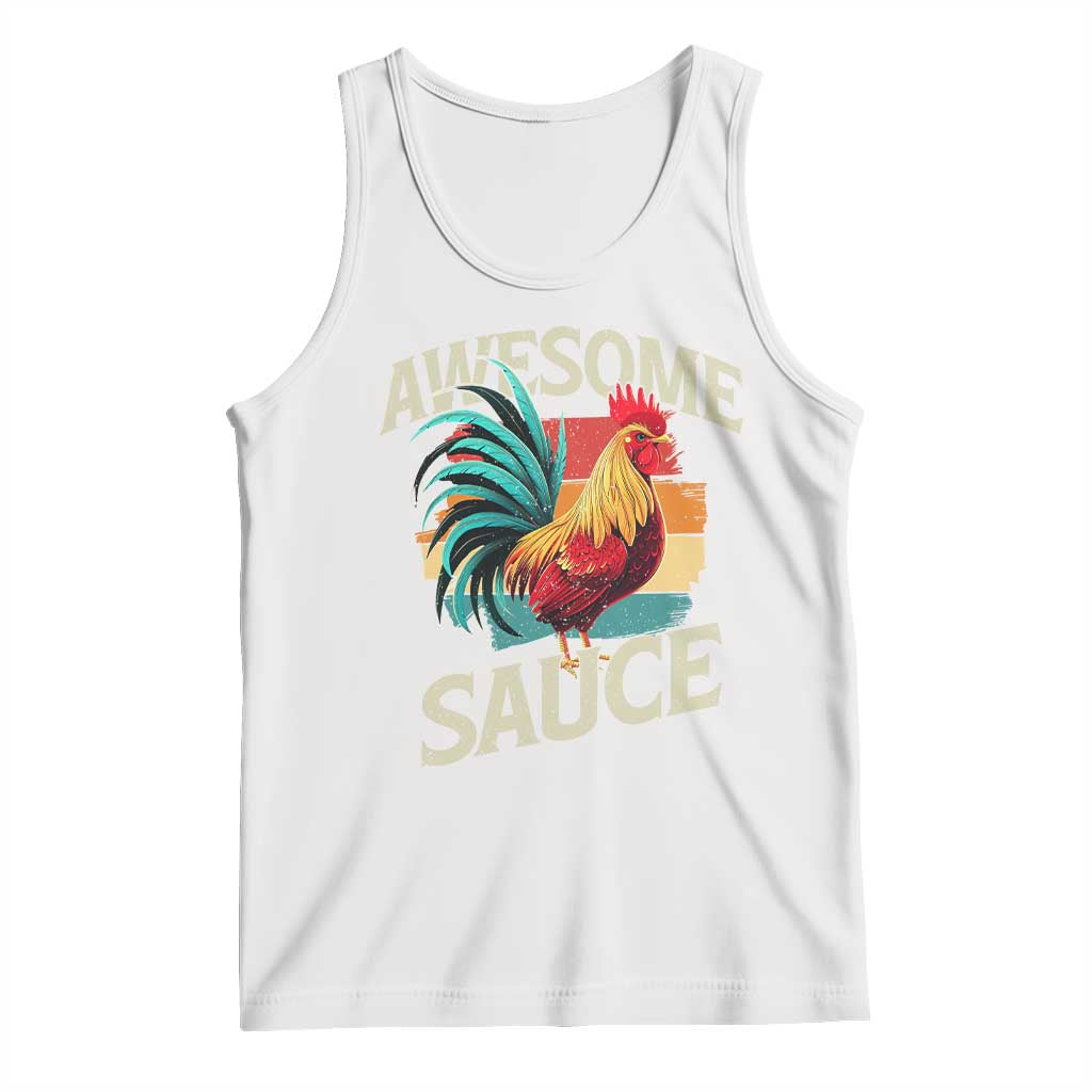Funny Awesome Sauce Rooster Tank Top Vintage Retro Chicken TS11 White Print Your Wear