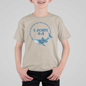 Whale Shark Lover T Shirt For Kid 1 John 4:4 Inspired Style Christian Aesthetic Ocean Animal TS11 Sand Print Your Wear