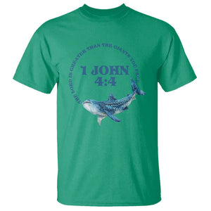 Whale Shark Lover T Shirt 1 John 4:4 Inspired Style Christian Aesthetic Ocean Animal TS11 Irish Green Print Your Wear