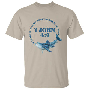 Whale Shark Lover T Shirt 1 John 4:4 Inspired Style Christian Aesthetic Ocean Animal TS11 Sand Print Your Wear