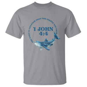 Whale Shark Lover T Shirt 1 John 4:4 Inspired Style Christian Aesthetic Ocean Animal TS11 Sport Gray Print Your Wear