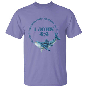 Whale Shark Lover T Shirt 1 John 4:4 Inspired Style Christian Aesthetic Ocean Animal TS11 Violet Print Your Wear