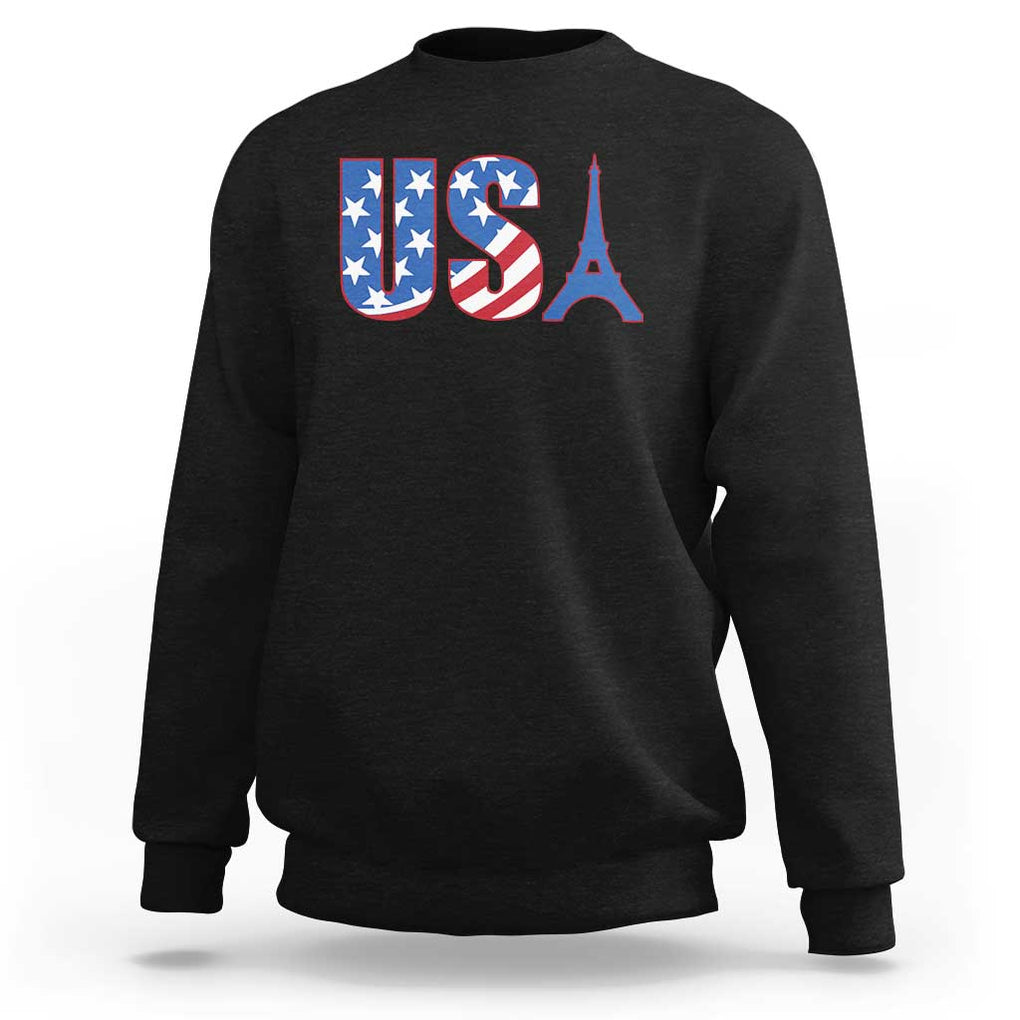 French-American Heritage Month Sweatshirt USA Eiffel Tower Paris Holiday Souvenir TS11 Black Print Your Wear