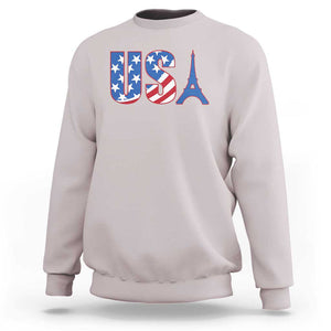 French-American Heritage Month Sweatshirt USA Eiffel Tower Paris Holiday Souvenir TS11 Ice Gray Print Your Wear