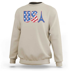 French-American Heritage Month Sweatshirt USA Eiffel Tower Paris Holiday Souvenir TS11 Sand Print Your Wear