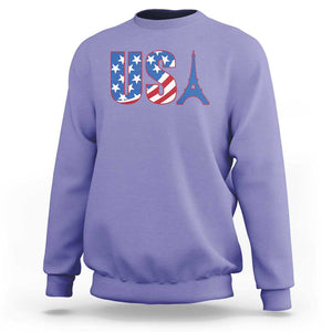 French-American Heritage Month Sweatshirt USA Eiffel Tower Paris Holiday Souvenir TS11 Violet Print Your Wear