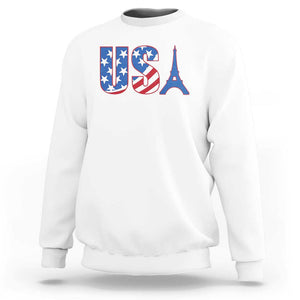 French-American Heritage Month Sweatshirt USA Eiffel Tower Paris Holiday Souvenir TS11 White Print Your Wear