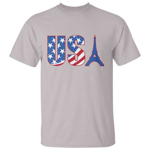 French-American Heritage Month T Shirt USA Eiffel Tower Paris Holiday Souvenir TS11 Ice Gray Print Your Wear