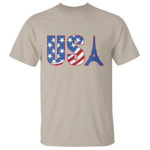 French-American Heritage Month T Shirt USA Eiffel Tower Paris Holiday Souvenir TS11 Sand Print Your Wear