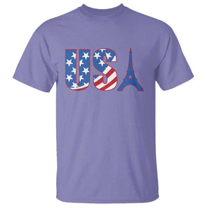 French-American Heritage Month T Shirt USA Eiffel Tower Paris Holiday Souvenir TS11 Violet Print Your Wear