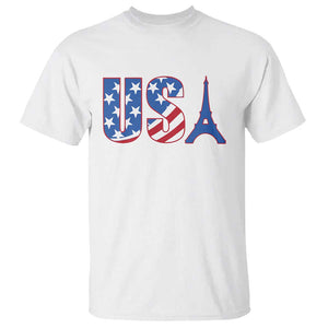 French-American Heritage Month T Shirt USA Eiffel Tower Paris Holiday Souvenir TS11 White Print Your Wear