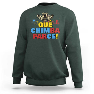 Qué Chimba Parce Sweatshirt Colombian Slang Sombrero Vueltiao TS11 Dark Forest Green Print Your Wear