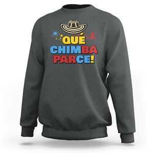 Qué Chimba Parce Sweatshirt Colombian Slang Sombrero Vueltiao TS11 Dark Heather Print Your Wear