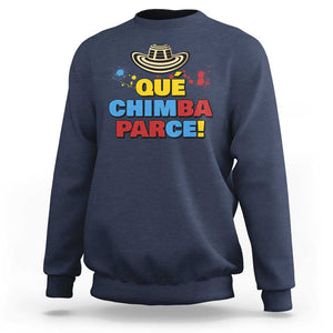 Qué Chimba Parce Sweatshirt Colombian Slang Sombrero Vueltiao TS11 Navy Print Your Wear