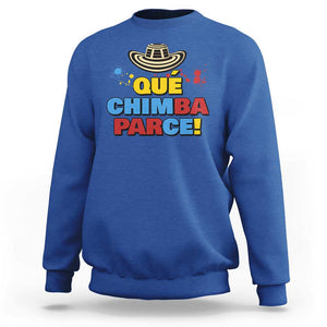 Qué Chimba Parce Sweatshirt Colombian Slang Sombrero Vueltiao TS11 Royal Blue Print Your Wear