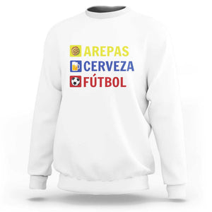 Arepas Cerveza Futbol Sweatshirt Colombian Slang Colombia Flag TS11 White Print Your Wear