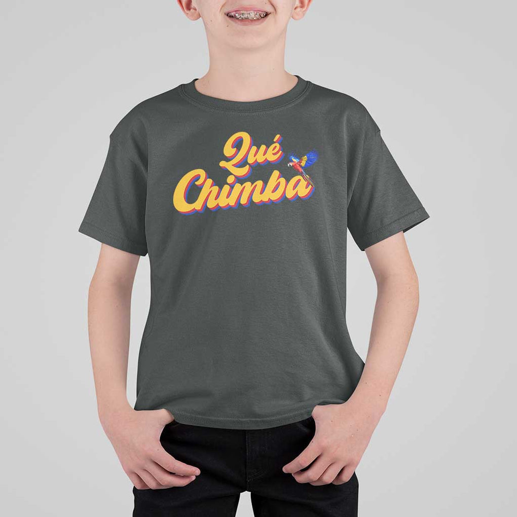 Colombia T Shirt For Kid Qu Chimba Parrot Colombian Slang TS11 Dark Heather Print Your Wear