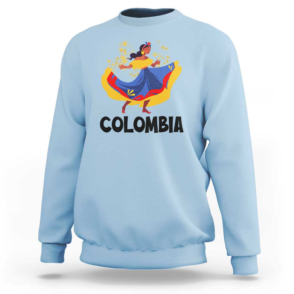 Colombianas Sweatshirt Colombia Cumbia Butterfly Flag Roots TS11 Light Blue Print Your Wear