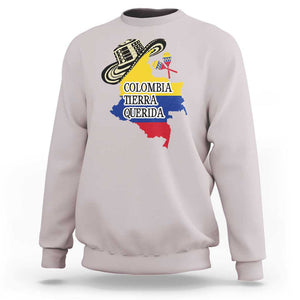 Funny Colombia Tierra Querida Sweatshirt Colombian Flag Sombrero Vueltiao Maracas TS11 Ice Gray Print Your Wear