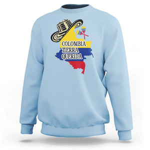 Funny Colombia Tierra Querida Sweatshirt Colombian Flag Sombrero Vueltiao Maracas TS11 Light Blue Print Your Wear