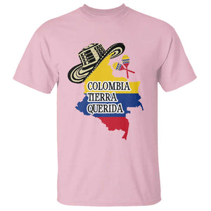 Funny Colombia Tierra Querida T Shirt Colombian Flag Sombrero Vueltiao Maracas TS11 Light Pink Print Your Wear