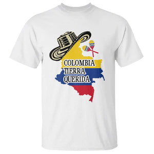 Funny Colombia Tierra Querida T Shirt Colombian Flag Sombrero Vueltiao Maracas TS11 White Print Your Wear