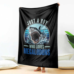 Just A Boy Who Loves Megalodons Throw Blanket Megalodon Shark Lover Retro Graphic TS11 Print Your Wear