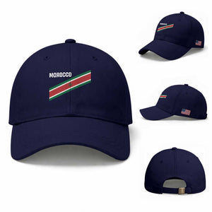 Morocco Moroccan Flag Baseball Cap Green Star Maroc Stripes TS11 Baseball Cap Universal Fit Dark Blue Print Your Wear