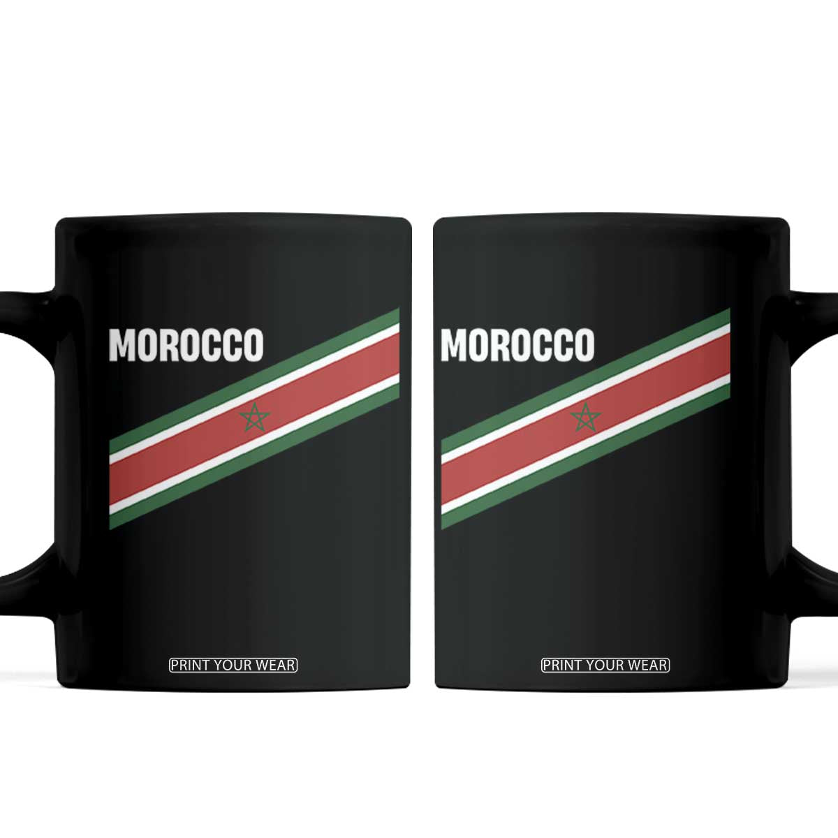 Morocco Moroccan Flag Coffee Mug Green Star Maroc Stripes TS11 Black Print Your Wear