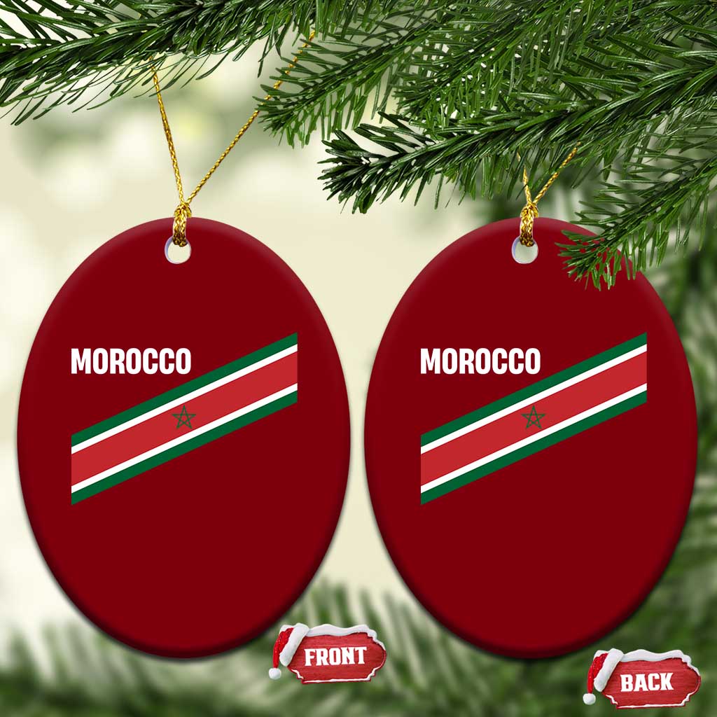 Morocco Moroccan Flag Ceramic Ornament Green Star Maroc Stripes TS11 Print Your Wear