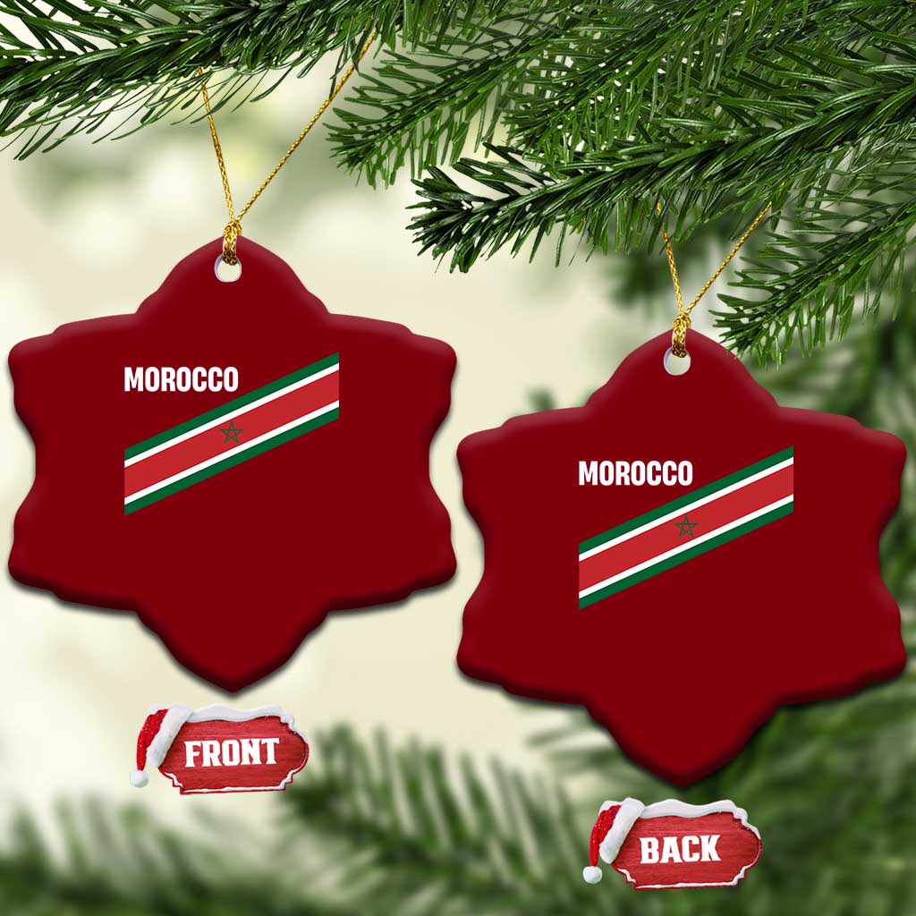 Morocco Moroccan Flag Ceramic Ornament Green Star Maroc Stripes TS11 Print Your Wear