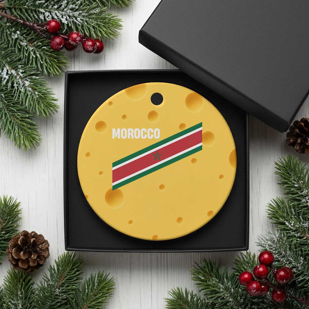 Morocco Moroccan Flag Ceramic Ornament Green Star Maroc Stripes TS11 1pc Yellow Cheese Print Your Wear