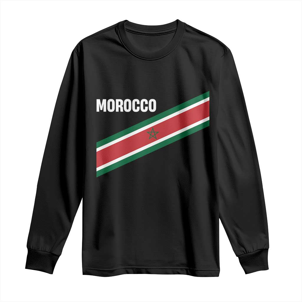 Morocco Moroccan Flag Long Sleeve Shirt Green Star Maroc Stripes TS11 Black Print Your Wear