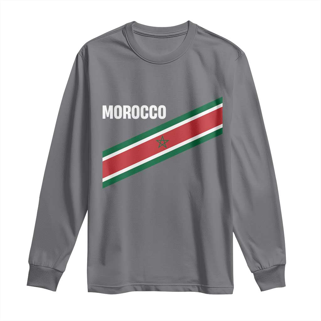 Morocco Moroccan Flag Long Sleeve Shirt Green Star Maroc Stripes TS11 Charcoal Print Your Wear