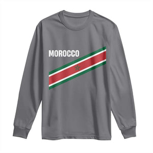 Morocco Moroccan Flag Long Sleeve Shirt Green Star Maroc Stripes TS11 Charcoal Print Your Wear