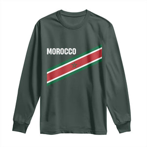 Morocco Moroccan Flag Long Sleeve Shirt Green Star Maroc Stripes TS11 Dark Forest Green Print Your Wear