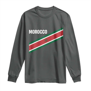 Morocco Moroccan Flag Long Sleeve Shirt Green Star Maroc Stripes TS11 Dark Heather Print Your Wear