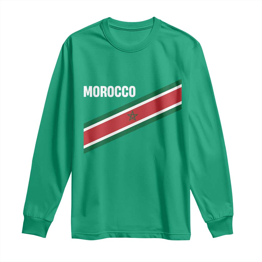 Morocco Moroccan Flag Long Sleeve Shirt Green Star Maroc Stripes TS11 Irish Green Print Your Wear