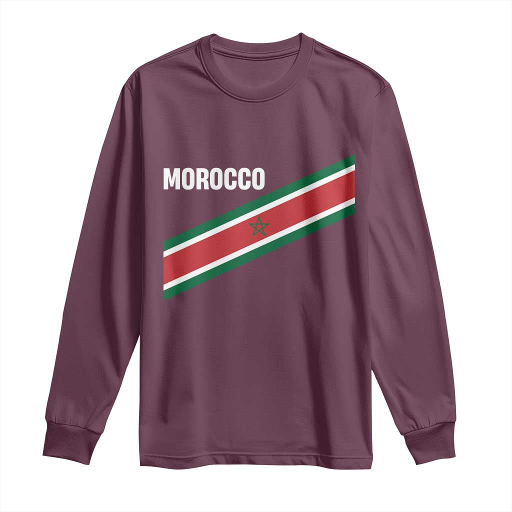 Morocco Moroccan Flag Long Sleeve Shirt Green Star Maroc Stripes TS11 Maroon Print Your Wear