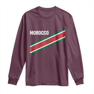 Morocco Moroccan Flag Long Sleeve Shirt Green Star Maroc Stripes TS11 Maroon Print Your Wear