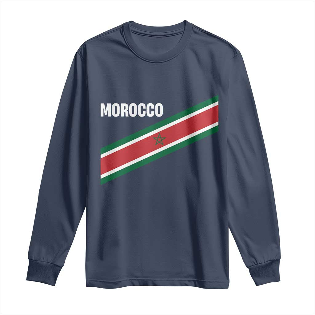 Morocco Moroccan Flag Long Sleeve Shirt Green Star Maroc Stripes TS11 Navy Print Your Wear