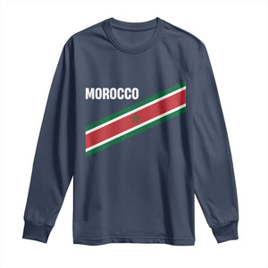 Morocco Moroccan Flag Long Sleeve Shirt Green Star Maroc Stripes TS11 Navy Print Your Wear