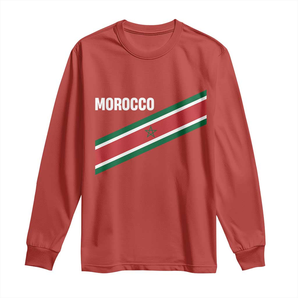 Morocco Moroccan Flag Long Sleeve Shirt Green Star Maroc Stripes TS11 Red Print Your Wear