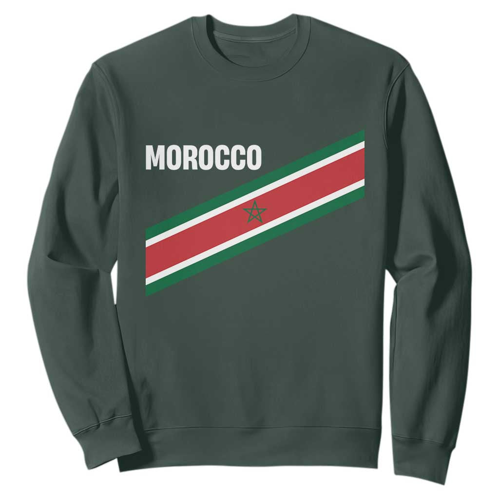 Morocco Moroccan Flag Sweatshirt Green Star Maroc Stripes TS11 Dark Forest Green Print Your Wear